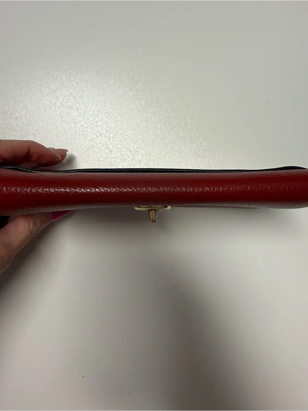 Coach Red Pebbled Leather Turnlock Wristlet Clutch
